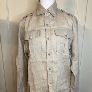 Beige Linen Shirt by Celio Casual sz Sml - Men's - Paris